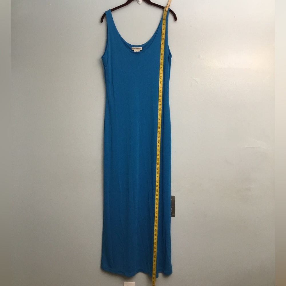 Evan Picone Blue Sheath Maxi Dress Sleeveless Scoop Neck